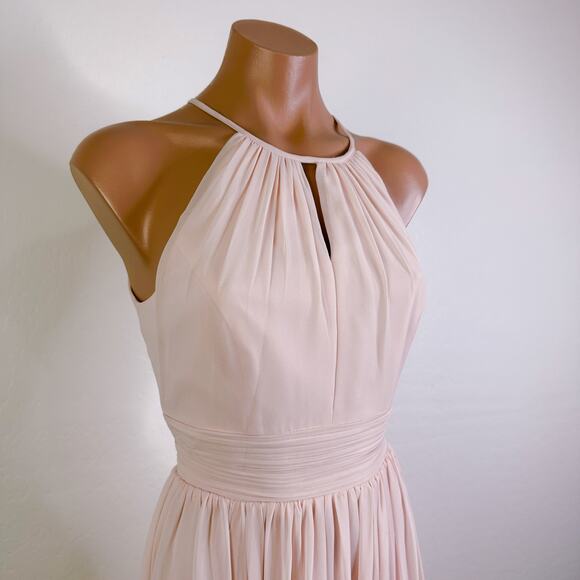 Bill Levkoff #Levkoff Keyhole Neck Chiffon Gown Bridesmaid Maxi Dress Pink 6 NWT - Picture 3 of 12